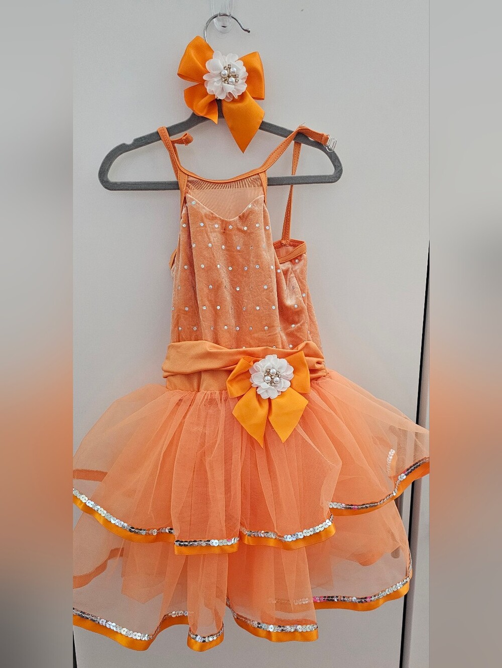 Girls Orange Halter Tutu Dress 3-4T